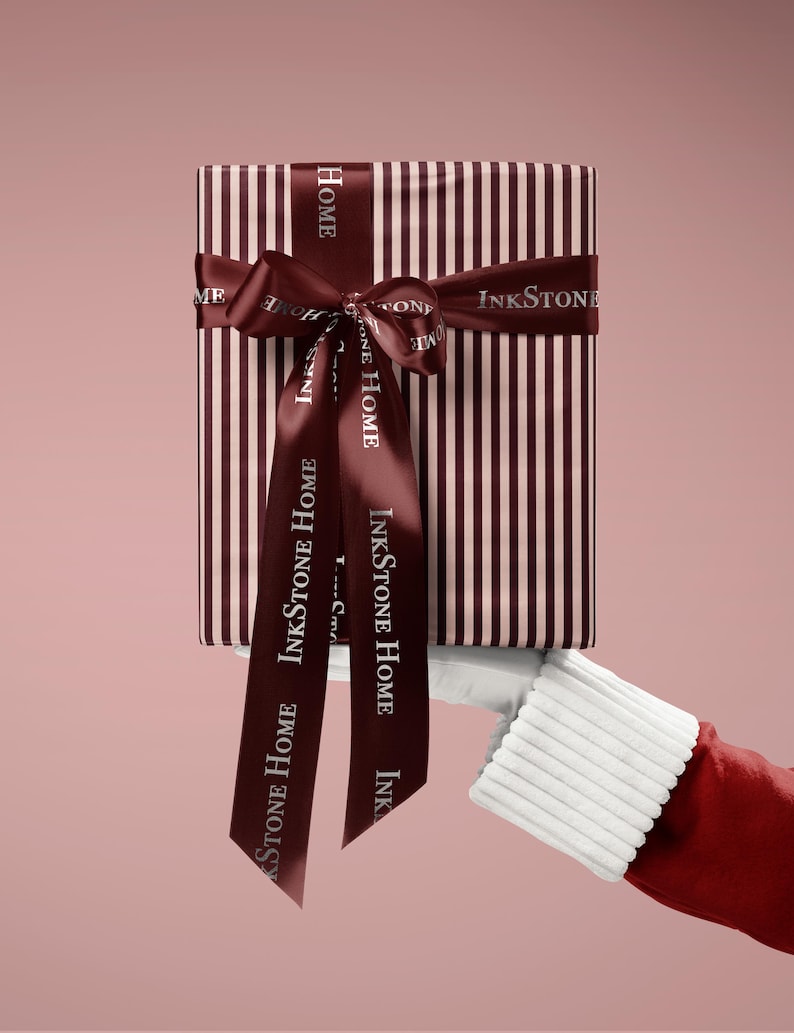 Red Striped Wrapping Paper | Chic Modern Gift Wrap, Timeless Design image 1