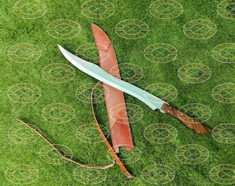 Handmade Curved Sword Machete | 1095 Steel, Rosewood Handle, Leather Sheath