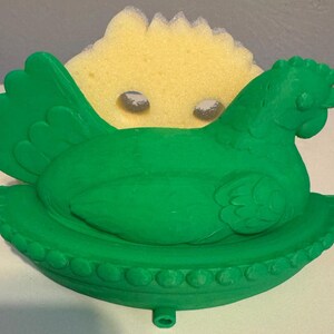 Soportes para jabón y esponja con forma de gallina anidada, impresos en 3D. imagen 9