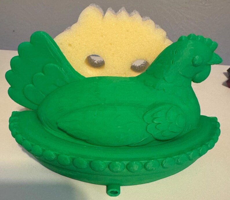 Soportes para jabón y esponja con forma de gallina anidada, impresos en 3D. imagen 9