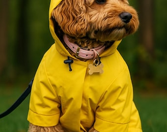 Reflective Yellow Dog Raincoat – Waterproof Hooded Dog Rain Jacket for Small & Large Dogs | Lightweight Adjustable Pet Raincoat