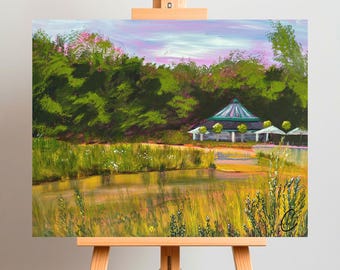 Natuurlandschap schilderij canvas muurkunst, impressionistische zomer Paderborn decor print