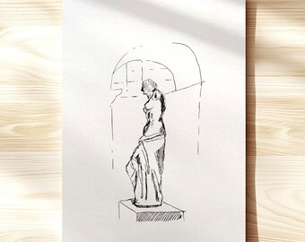 Venus van Milo Giclée Fine Art Print, klassieke lijntekening, kunst aan de muur sculptuur