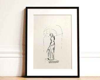 Venus de Milo schets kunst aan de muur print | Minimale klassieke beeldhouwkunst lijntekeningen (digitale download)