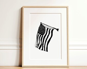 Muurkunst Amerikaanse vlag, America 250-merchandise, New York Sketch, VS, png (digitale download)