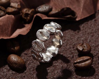 シルバーコーヒービーンリング、コーヒーリング、コーヒージュエリー