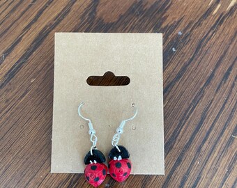 Quilled ladybug dangle earrings