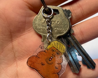 Anti Trump key chain charm. Handmade shrink plastic. Trump turd