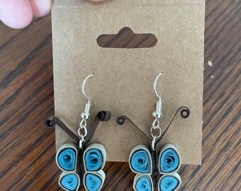 Quilled butterfly dangle earrings