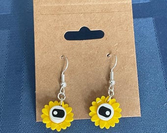 Lego black eyed Susan flowers dangle earrings