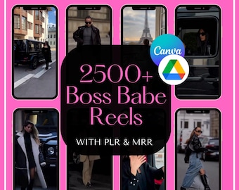 Paquete de más de 2500 Reels de Boss Babe: vídeos de lujo para Instagram, editables en Canva, producto digital PLR MRR