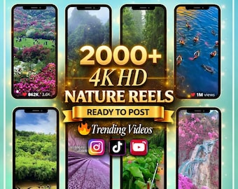 Paquete de más de 2000 vídeos de naturaleza en 4K HD / Vídeos panorámicos, editables con Canva (Producto digital)