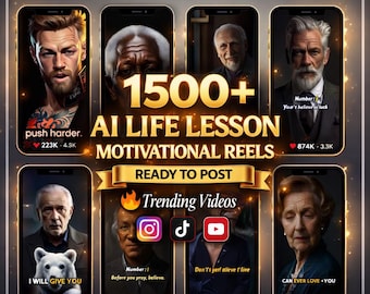 1500+ AI levenslessen motiverende rollen | Bewerkbaar canvas | Instagram-filmpjes, TikTok- en YouTube-shorts