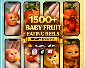 1500+ AI Baby Fruit Eating Reels | ASMR Content, Canva Editable (Digital Download)