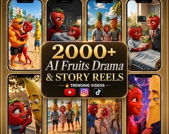 2000+ AI Talking Fruits Story Drama Reels Bundle | Viral Story Drama Videos for TikTok & Instagram | Fruit Love Island Reels
