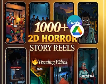 2D Horror Story Reels Bundle | Canva Editable Reels | Animated Videos | PLR MRR Digital Product