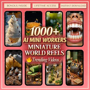 1000+ AI Miniature Workers Reels | Viral Miniature World Trending Videos (Digital Download)