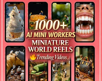 Más de 1000 vídeos de trabajadores en miniatura con IA / Vídeos virales de tendencias del mundo en miniatura (descarga digital)