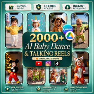 2000+ AI Baby Dance Talking Reels | Viral Content Bundle (Instant Download)