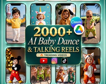 Más de 2000 vídeos animados de bebés bailando con IA / Paquete de contenido viral (descarga instantánea)