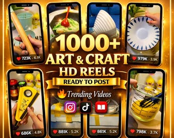 1000+ Art & Craft HD Reels Bundle | Canva Editable Crafts Reel | Satisfying DIY Content