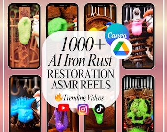 1000+ AI Rust Restoration ASMR Reels Bundle | Viral Satisfying Cleaning Videos for TikTok & Instagram | Canva Editable Content Pack