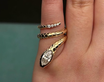 Unique Snake Design Ring 925 Silver Snake Ring Animal Wrap Ring Anniversary Gift Vintage Ring Snake Ring Solid Gold Ring Moissanite ring