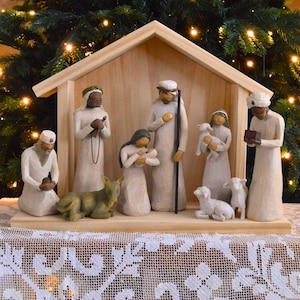 Belén de madera/establo para belén navideño