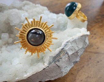 Astral gold plated /& hand poured resin adjustable statement ring