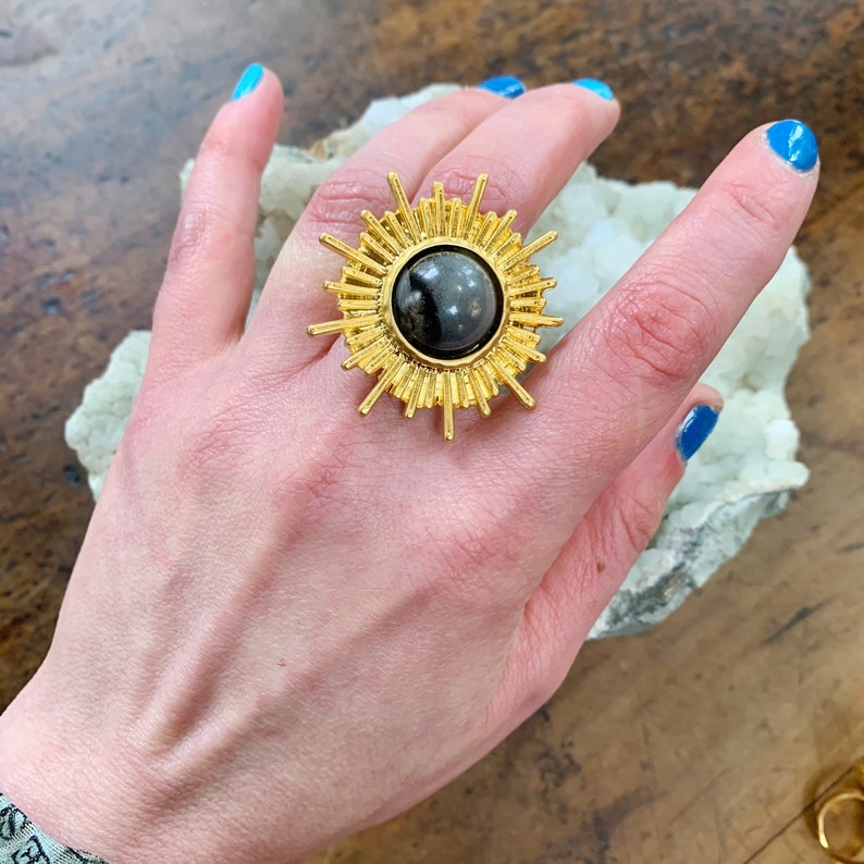 Astral gold plated /& hand poured resin adjustable statement ring