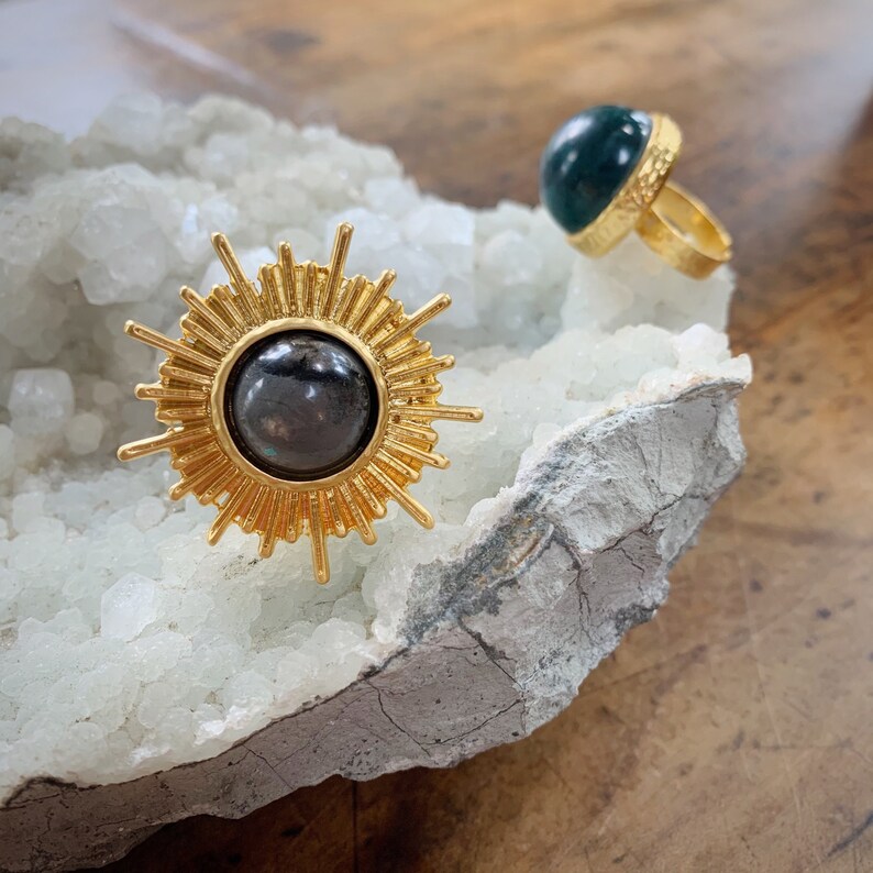 Astral gold plated /& hand poured resin adjustable statement ring