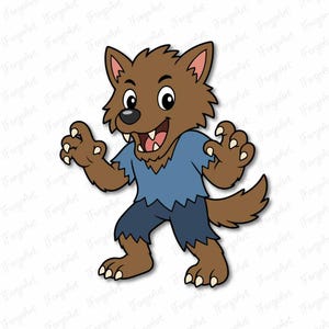 ビッグ・バッド・ウルフSVG、かわいい漫画のオオカミPNG、おとぎ話の狼男クリップアート
