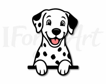 Peeking Dalmatian SVG, Dog Clipart PNG, Stickers and Decals Design