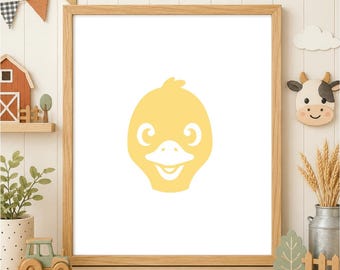 Duck Face SVG, Baby Duck Head PNG, Farm Animal Cut File for Cricut and Silhouette
