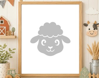 Sheep Face SVG, Lamb Head Clipart PNG, Farm Animal Cut File for Cricut and Silhouette