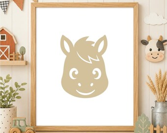 Horse Face SVG, Kawaii Horse Head PNG, Farm Animal Cut File for Cricut and Silhouette