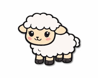 Baby Sheep SVG, Kawaii Lamb Clipart PNG, Cute Farm Animal Outline, Cricut Cut File, Kids Nursery Decor Image