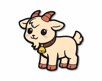 Baby Goat SVG, Kawaii Goat Clipart PNG, Cute Farm Animal Outline, Cricut Cut File, Kids Nursery Decor Image, Sticker Design