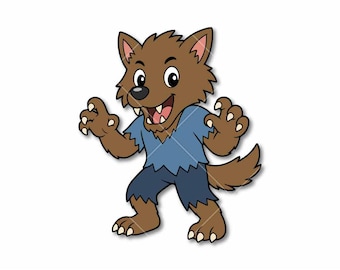 Big Bad Wolf SVG, Cute Cartoon Wolf PNG, Fairytale Werewolf Clipart