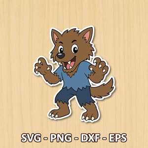 Stor stygg varg SVG, söt tecknad varg PNG, sagovarulv Clipart