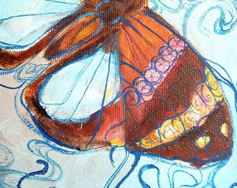 insect bug Mexican kite Butterfly Art PRINT Still Life- Original Oil Painting bathroom hallway art moth