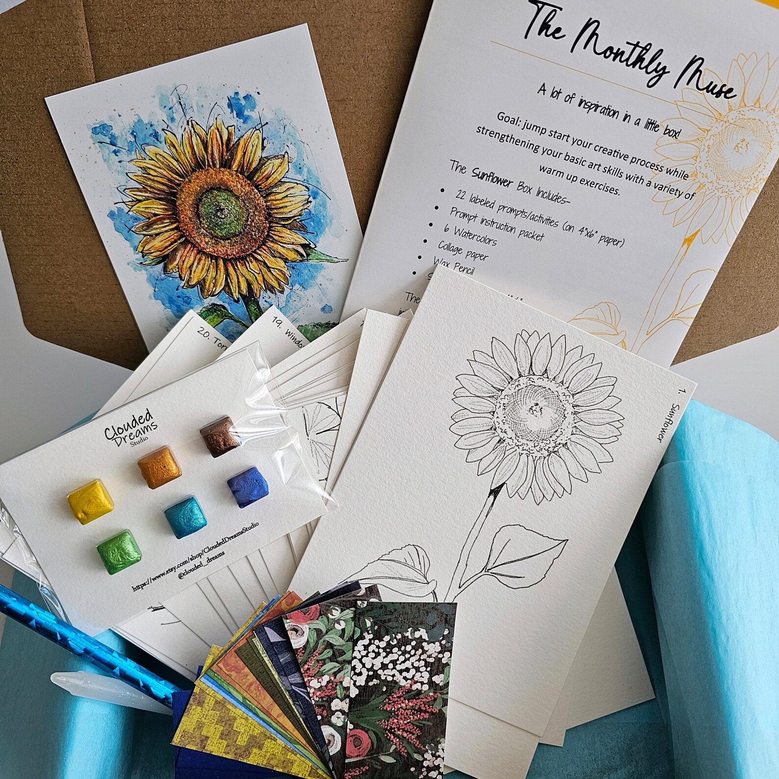 Watercolor Art Box Inspiration Subscription Box, Monthly 22 Art Prompts ...