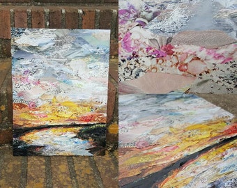 Texas Sunrise- Original Collage Art with Frame hidden image artwork eye spy river coastal ocean water stream wall decor