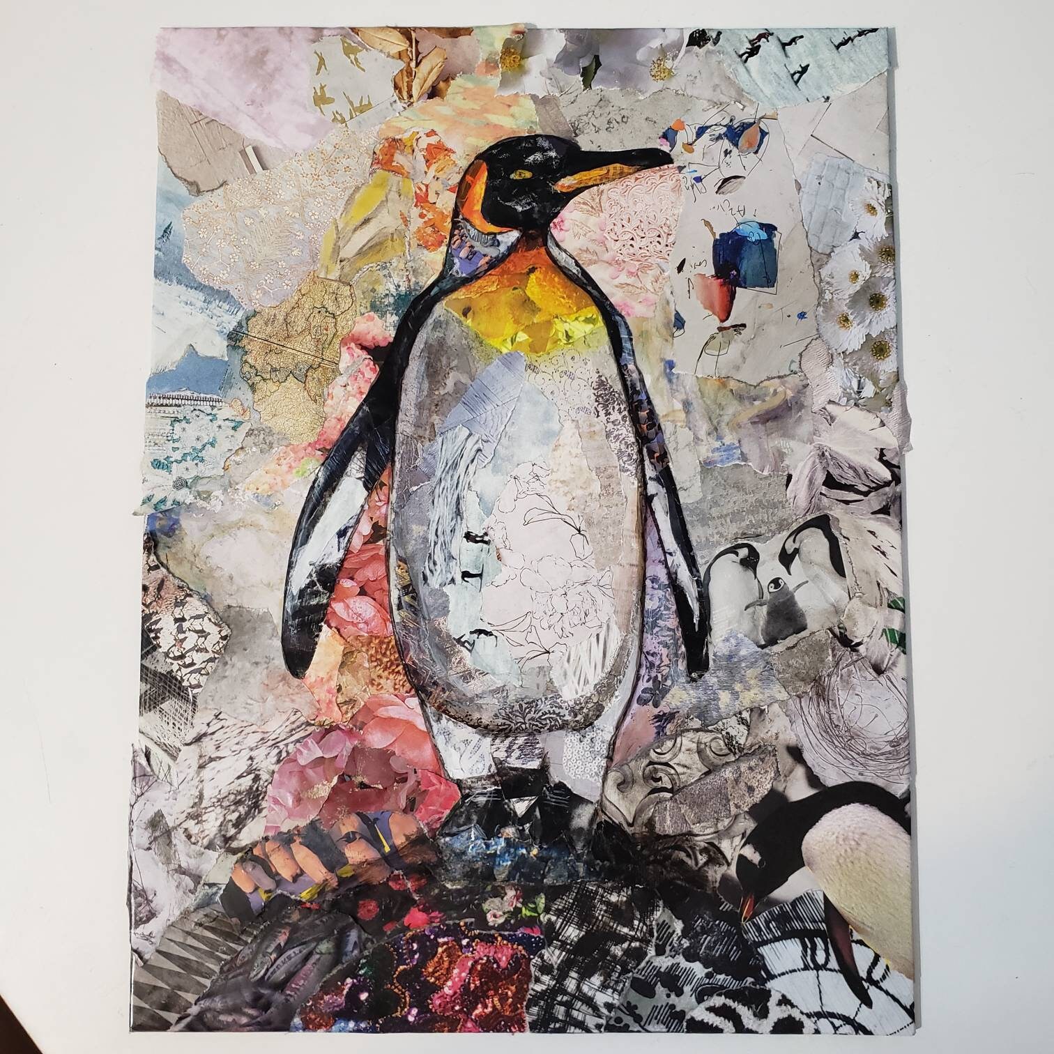 ペンギンの世界、オリジナルの油絵、キャンバスに油彩、南極旅行