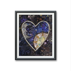 Amor de sol y luna- Art Print collage luna creciente boho galaxia gitana noche estrellada luna tarot tarjeta wiccan sueño constelaciones dormitorio