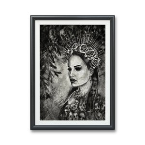 Königin der Verdammten, Vertrauens Orakel Print Illustration Kunstwerk Angst dunkel Fantasy Horror gruselig unheimlich morbid Persephone Göttin
