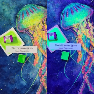 Elétrica Wasabi Verde Neon Pastel Fluorescente Artesanal Aquarela Aquarela Ultravioleta reativa UV Vibrante Meio Quarto pan limão