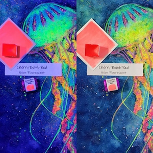 Cherry Bomb Vermelho - Neon Pastel Fluorescente Artesanal Aquarela Aquarela Ultravioleta reativa UV Vibrante Meio Quarto pan Escarlate
