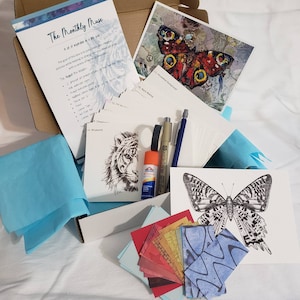 Caja de suscripción de inspiración artística, misterio creativo, lecciones de arte, calentamientos, educación en el hogar, aprender técnicas de arte