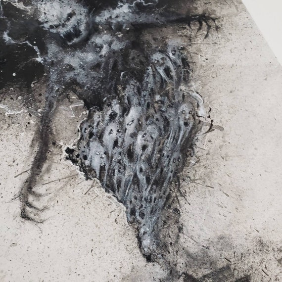 失われた魂の竜巻、悪魔 - オリジナルアートプリント、水彩イラスト